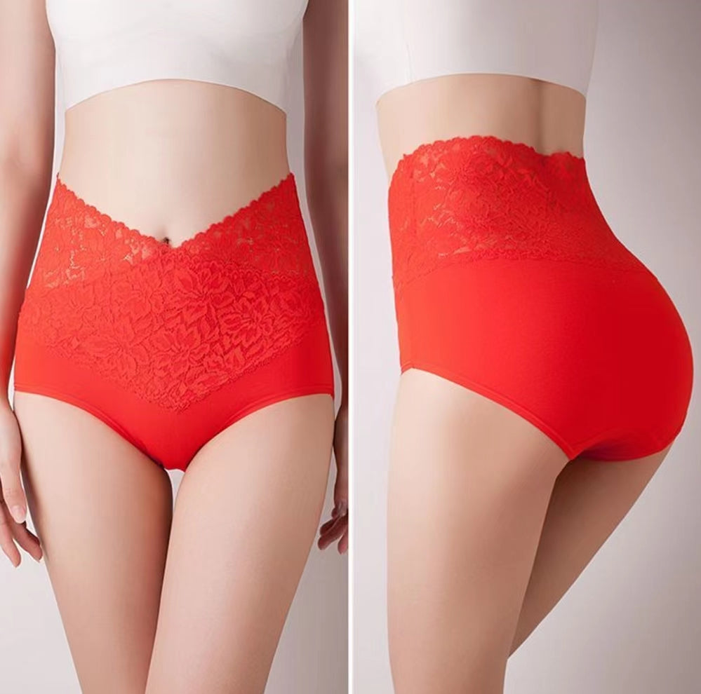 Culotte gainante taille haute en dentelle et microfibre soyeuse pour femme - Gaggen