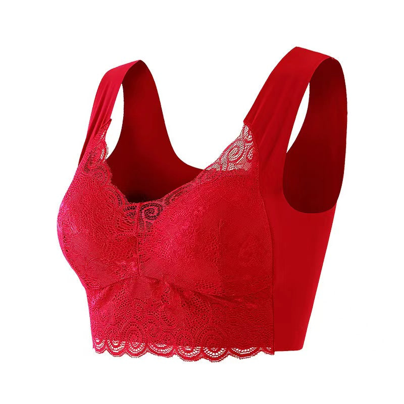 Soutien-gorge brassière en dentelle sans armatures avec bretelles larges confortables effet seconde peau pour femme - Anika