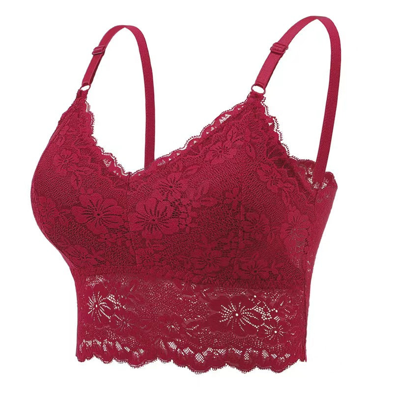 Soutien-gorge brassière en dentelle sans armature avec bretelles réglables pour femme - Ballmano (bretelles réglables)