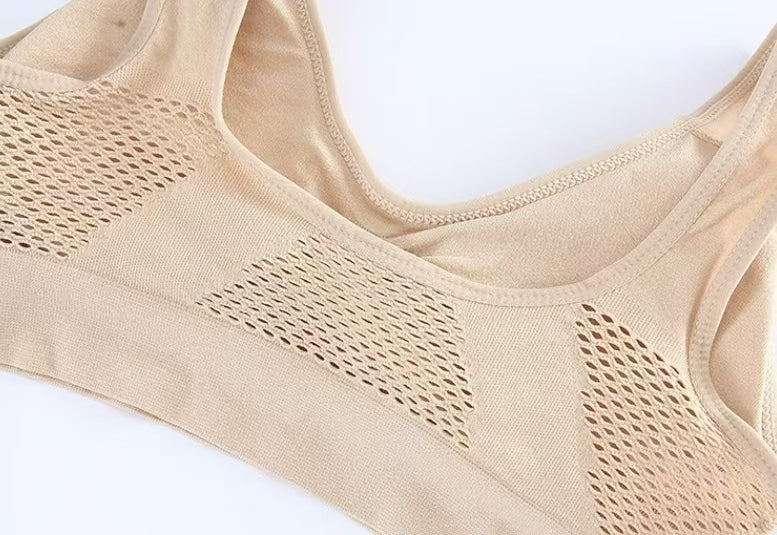Soutien-gorge brassière sport respirant sans armature en maille aérée pour femme - Orelex