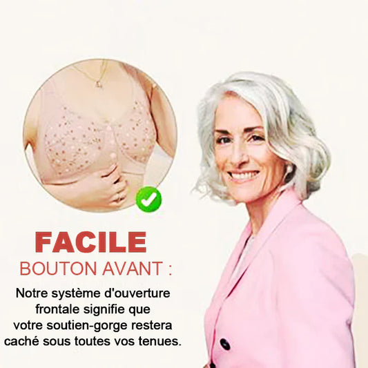 Soutien-gorge brassière sans armatures avec ouverture devant et bretelles larges pour femme – Velana
